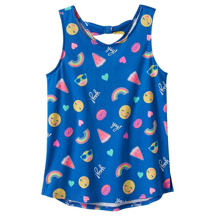 Girls 7-16 So&reg; Bow Back Printed Tank Top, Girl's, Size: 16, Blue (navy)