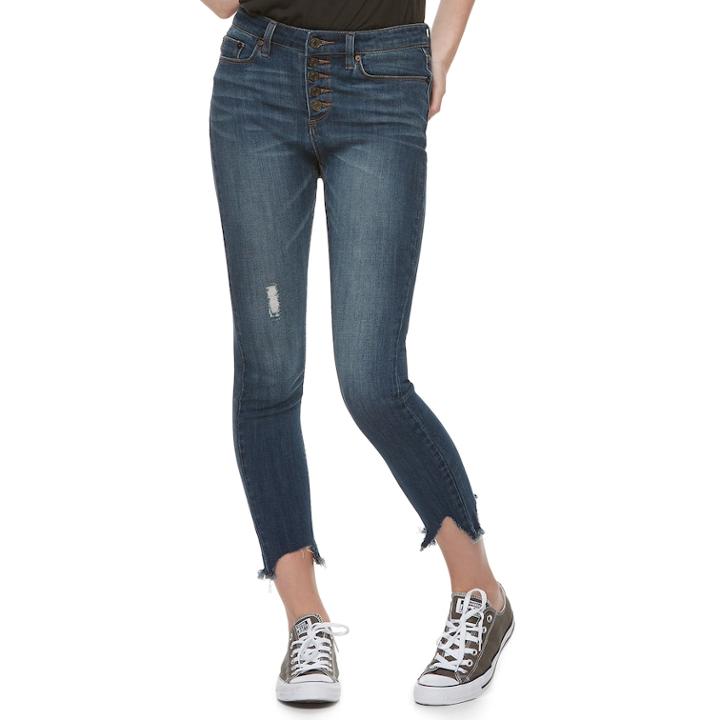 Juniors' Indigo Rein Distressed Skinny Ankle Jeans, Teens, Size: 5, Dark Blue