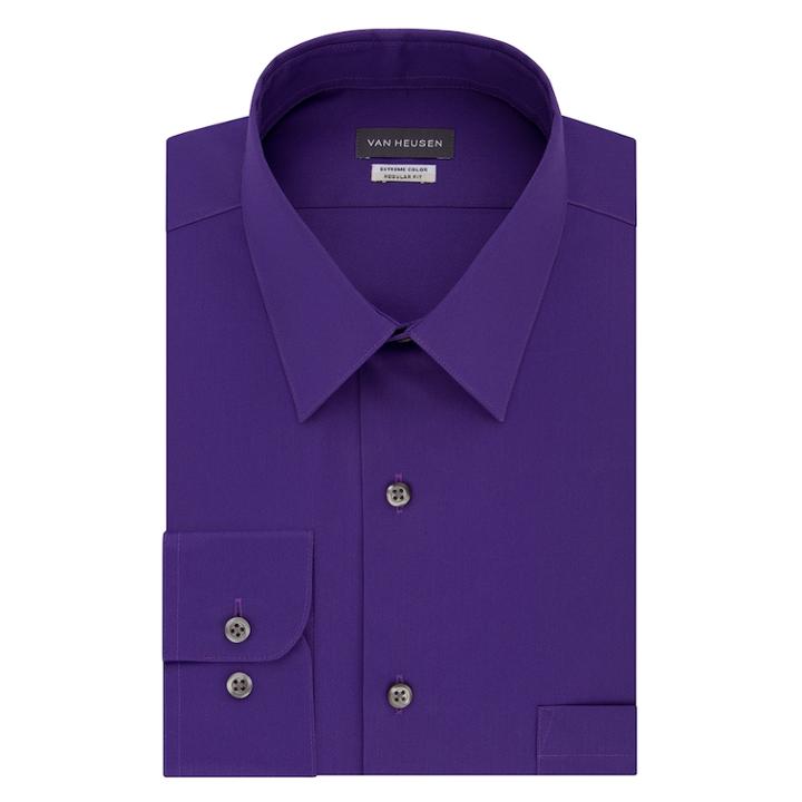 Men's Van Heusen Extreme Color Endurance Regular-fit Dress Shirt, Size: L-32/33, Purple