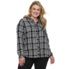 Plus Size Sonoma Goods For Life&trade; High-low Plaid Shirt, Women's, Size: 2xl, Black