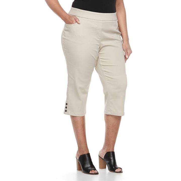 Plus Size Croft & Barrow&reg; Polished Pull-on Capris, Women's, Size: 24 W, Lt Brown