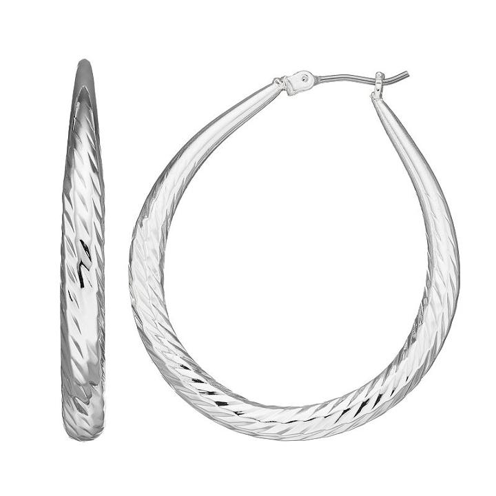 Dana Buchman Twisted Texture Hoop Earrings, Women's, Silver