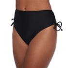 Mix And Match Drawstring High-waisted Bikini Bottoms, Teens, Size: Medium, Black