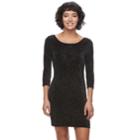 Juniors' Three Pink Hearts Glitter Bodycon Dress, Teens, Size: 9, Black
