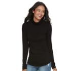 Juniors' So&reg; Long Sleeve Turtleneck Top, Teens, Size: Large, Black