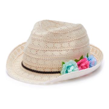 Girls 4-16 Elli By Capelli Crochet Fedora Hat, White