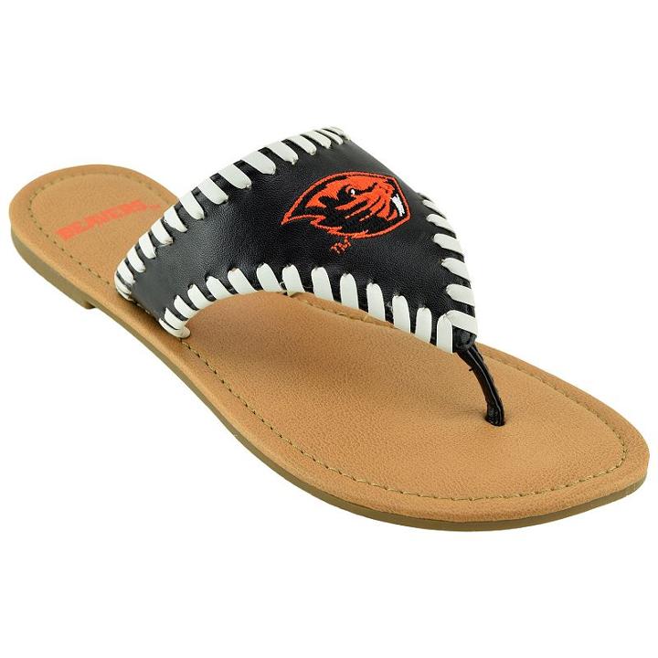 Women's Oregon State Beavers Stitched Flip-flops, Size: 10, Black