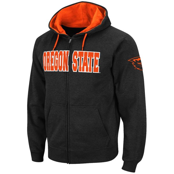 Men's Oregon State Beavers Full-zip Fleece Hoodie, Size: Large, Light Grey