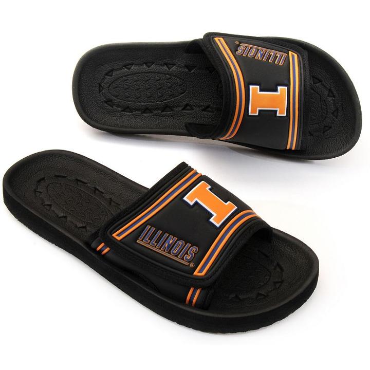 Adult Illinois Fighting Illini Slide Sandals, Size: Xl, Black