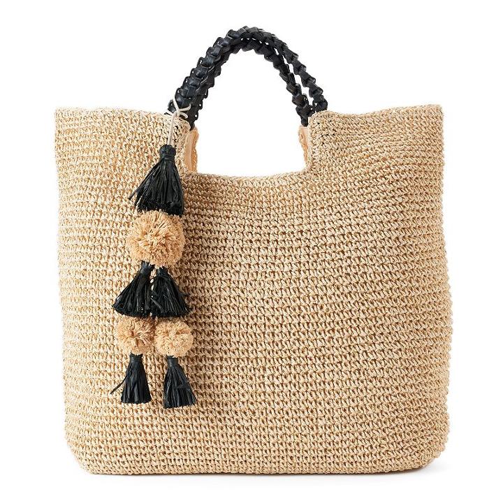 Sonoma Goods For Life&trade; Lindsay Straw Tote, Women's, Beig/green (beig/khaki)