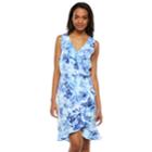 Apt. 9&reg; Ruffle Faux-wrap Dress - Women's, Size: Large, Blue (navy)