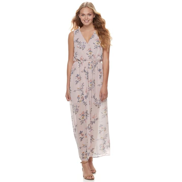 Juniors' Lily Rose Sleeveless Floral Maxi Dress, Teens, Size: Medium, Mauve Floral