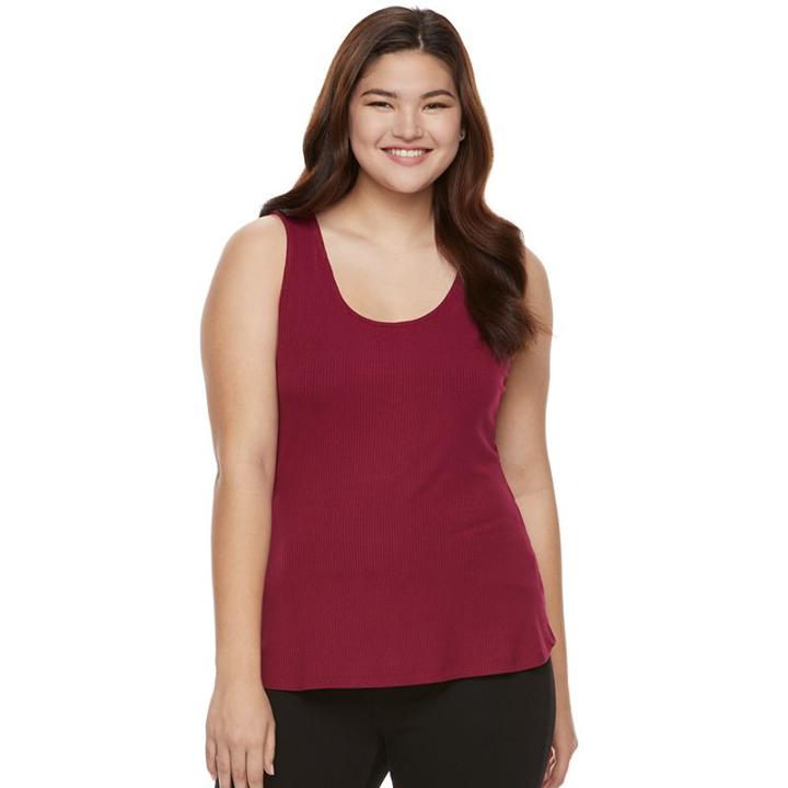 Juniors' Plus Size Candie's&reg; Ribbed Ladder Back Tank, Girl's, Size: 2xl, Red