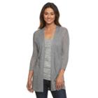 Women's Croft & Barrow&reg; Pointelle Open-front Cardigan, Size: Large, Med Grey