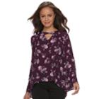 Juniors' Grayson Threads Keyhole Bell Sleeve Top, Teens, Size: Xl, Brt Purple