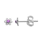 Itsy Bitsy Sterling Silver Flower Stud Earrings, Women's, Drk Purple