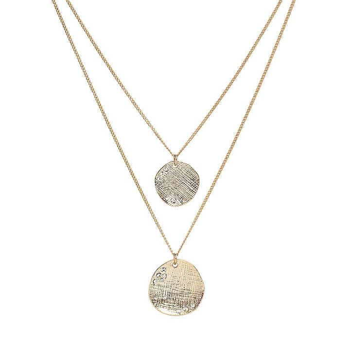 Lc Lauren Conrad Gold Tone Simulated Crystal Multistrand Disc Pendant, Women's, Multicolor