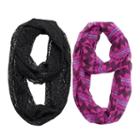 Girls 4-16 2-pk. Tribal Print & Knit Lace Infinity Scarves, Drk Purple