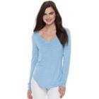 Juniors' So&reg; Long Sleeve V-neck Tee, Teens, Size: Medium, Blue (navy)