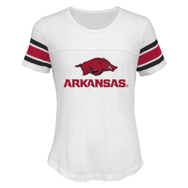 Girls 7-16 Arkansas Razorbacks Team Pride Burnout Tee, Size: L 14, White
