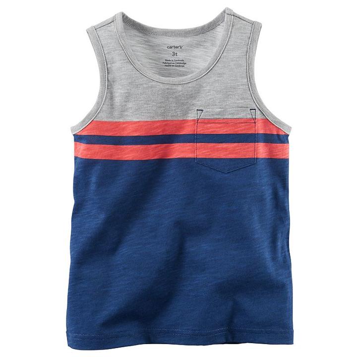 Baby Boy Carter's Slubbed Colorblock Striped Pocket Tank Top, Size: 12 Months, Ovrfl Oth
