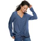 Juniors' Grayson Threads Cinch-front Tee, Teens, Size: Small, Blue (navy)