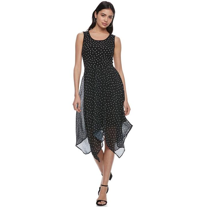 Women's Elle&trade; Polka-dot Fit & Flare Dress, Size: Small, Ovrfl Oth