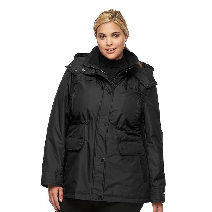 Plus Size Croft & Barrow&reg; Hooded Anorak Rain Jacket, Women's, Size: 1xl, Black