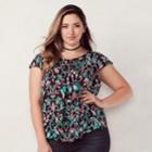 Plus Size Lc Lauren Conrad Pleated Top, Women's, Size: 0x, Black