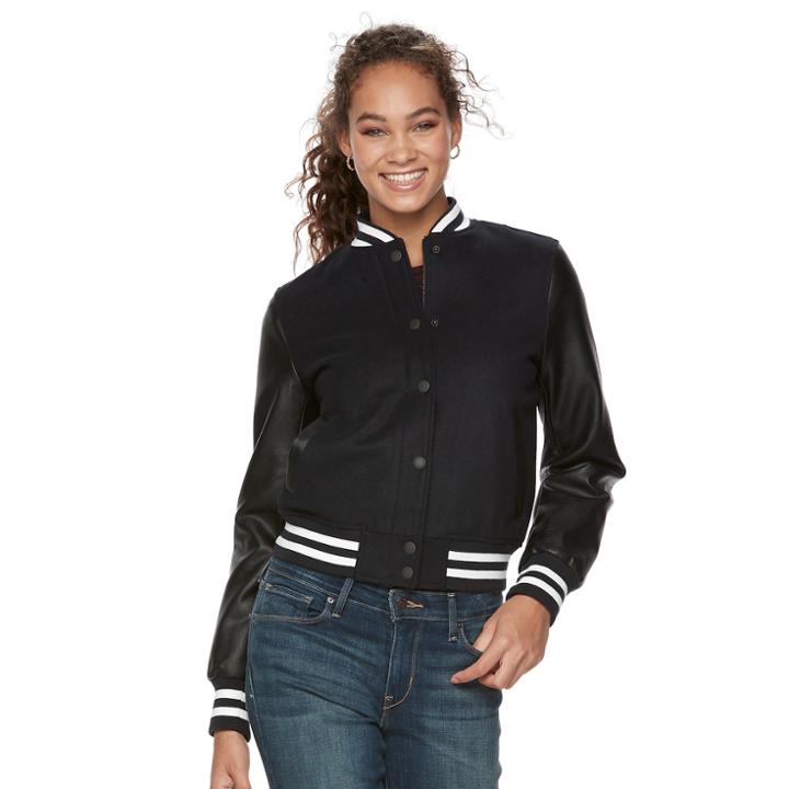 Women's Levi's&reg; Faux-leather Wool Blend Bomber Jacket, Size: Small, Blue (navy)