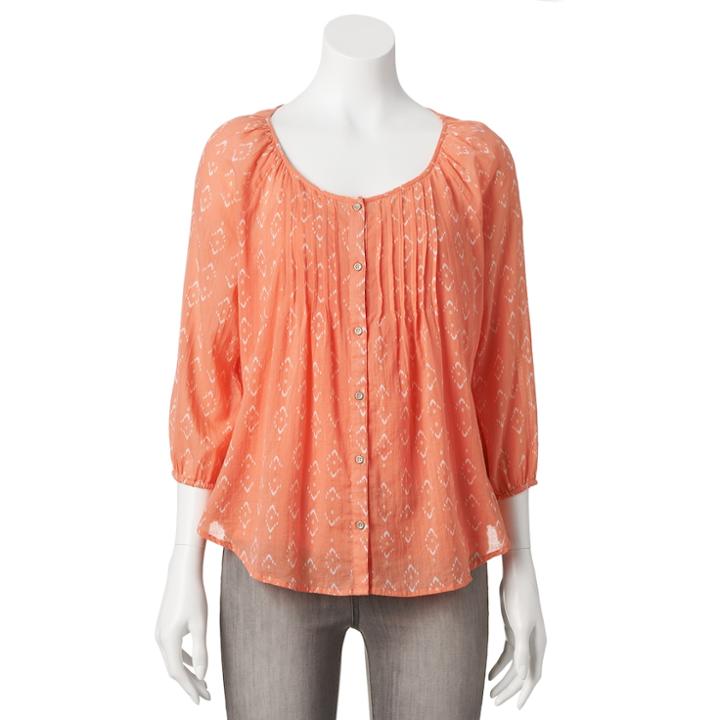 Sonoma Goods For Life&trade; Pintuck Peasant Top Set - Women's, Size: Medium, Lt Orange