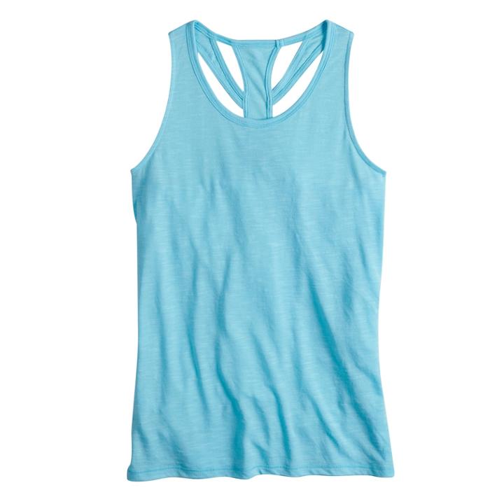 Girls 7-16 So&reg; Blue Easy Back Cutout Performance Tank Top, Size: 7-8, Turquoise/blue (turq/aqua)