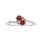 Sterling Silver Garnet Two Stone & Diamond Accent Bypass Ring, Women's, Size: 9, Red