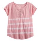 Girls 7-16 & Plus Size Mudd&reg; Lace-up Raglan Tie-dye Tee, Girl's, Size: 16, Light Pink