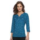 Women's Croft & Barrow&reg; Print Crepe Henley, Size: Xl, Blue