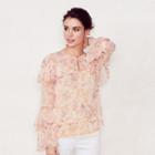 Women's Lc Lauren Conrad Tiered Ruffle Blouse, Size: Large, Light Pink