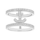 Sterling Silver Cubic Zirconia Anchor Ring, Women's, Size: 8, White