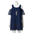 Juniors' Lily Rose Cold-shoulder Shift Dress, Girl's, Size: Medium, Blue (navy)