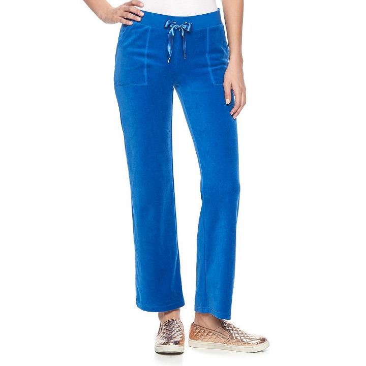 Women's Juicy Couture Bootcut Velour Pants, Size: Large, Blue (navy)