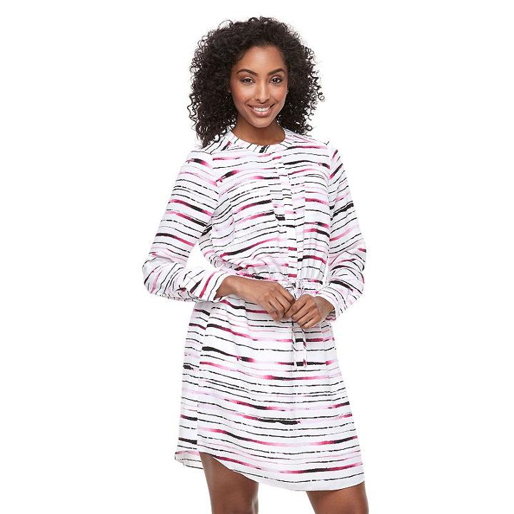Women's Apt. 9&reg; Crepe Shirt Dress, Size: 12, Pink