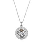 Timeless Sterling Silver Two Tone Crystal Guardian Angel Pendant, Women's, White