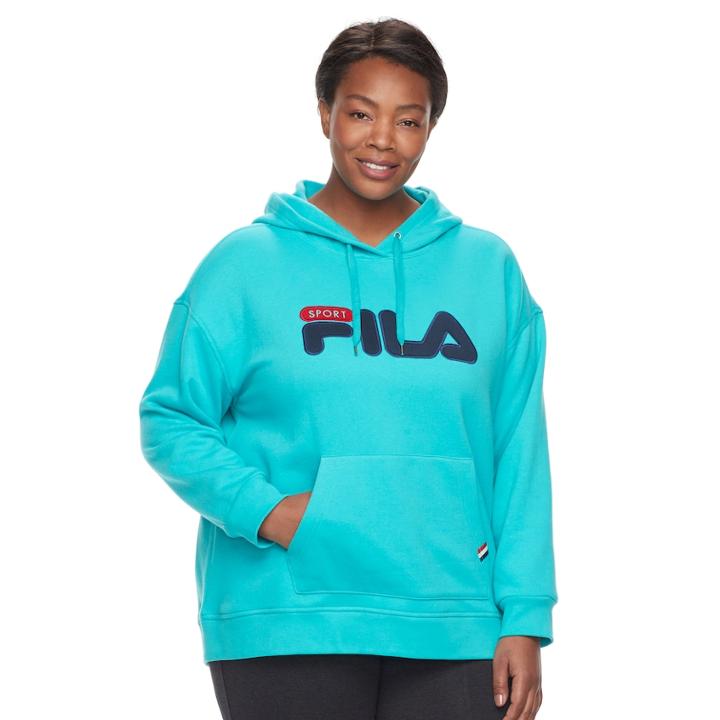 Plus Size Fila Sport Applique Logo Hoodie, Women's, Size: 2xl, Med Blue