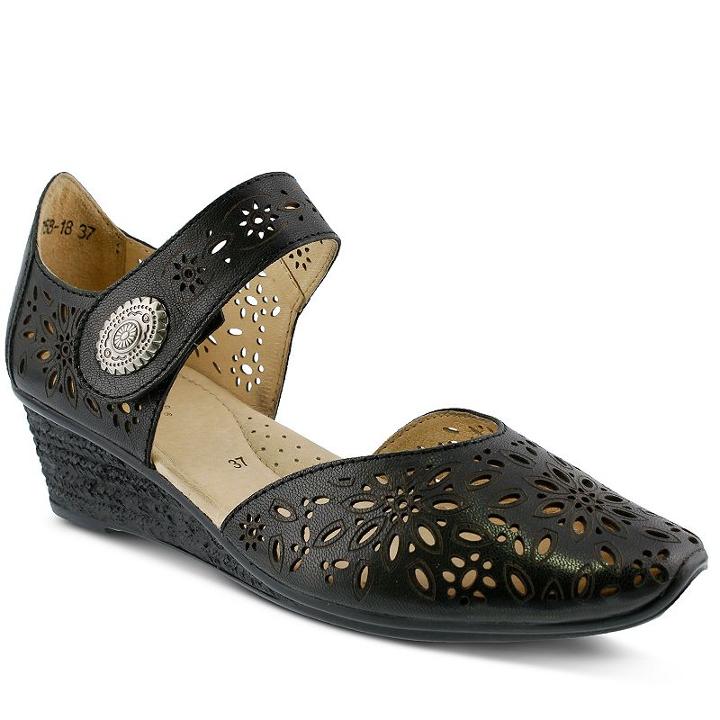 Spring Step Nougat Women's Wedge Shoes, Size: 37, Black