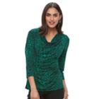 Women's Dana Buchman 3/4-sleeve Cowlneck Top, Size: Xl, Green