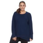 Plus Size Tek Gear Crossover Hem Tunic Top, Women's, Size: 3xl, Dark Blue