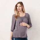 Maternity Lc Lauren Conrad Pintuck Peasant Top, Women's, Size: S-mat, Grey