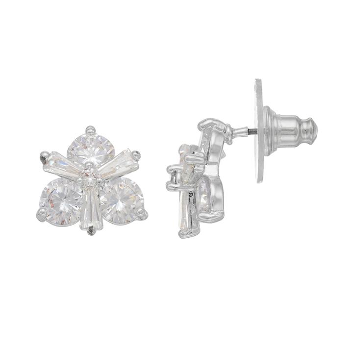 Dana Buchman Cubic Zirconia Cluster Nickel Free Drop Earrings, Women's, Silver