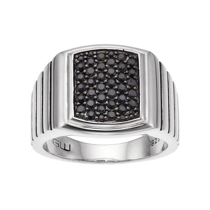 Men's Sterling Silver Black Sapphire Cluster Ring, Size: 9