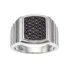 Men's Sterling Silver Black Sapphire Cluster Ring, Size: 9