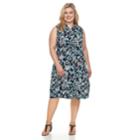 Plus Size Croft & Barrow&reg; Print Shirt Dress, Women's, Size: 3xl, Dark Blue